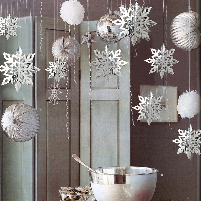 3D Künstliche Schneeflocken Papiergirlande Banner Weihnachtsdekorationen für Zuhause Winter Geburtstagsfeier Falscher Schnee Neujahrsornamente