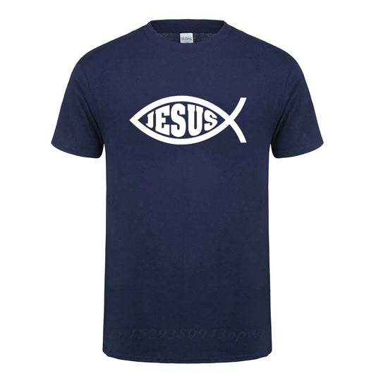 Jesus Fisch Christus bedrucktes T-Shirt für Männer und Frauen, christlicher Jesus-Glaube, inspirierende Mode-Marken-T-Shirts, T-Shirt Herren Kleidung
