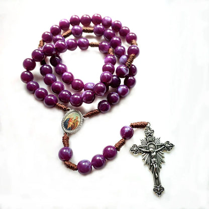 Jungfrau Maria Unsere Liebe Frau Y-Halskette Lila Rosenkranz Halskette Kruzifix Kreuz Jesus Christus Religiöser Schmuck Kommunion Konfirmation Geschenk