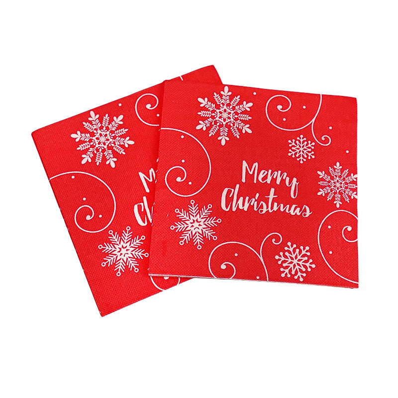 20pcs Christmas Paper Napkins Santa Claus Snowman Merry Christmas Decorations for Home New Year Disposable Tableware Supplies
