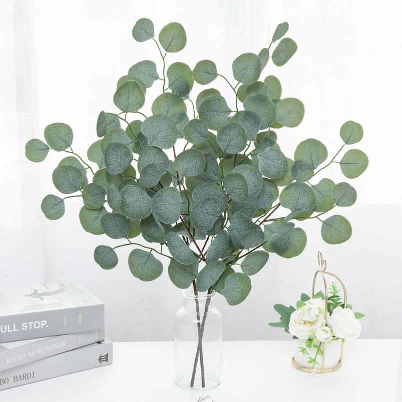 Künstliche Pflanzen Eukalyptusblätter Ranke Weihnachtsdekoration Vase für Zuhause Hochzeit Garten Rosenbogen Scrapbooking Künstliche Blumen