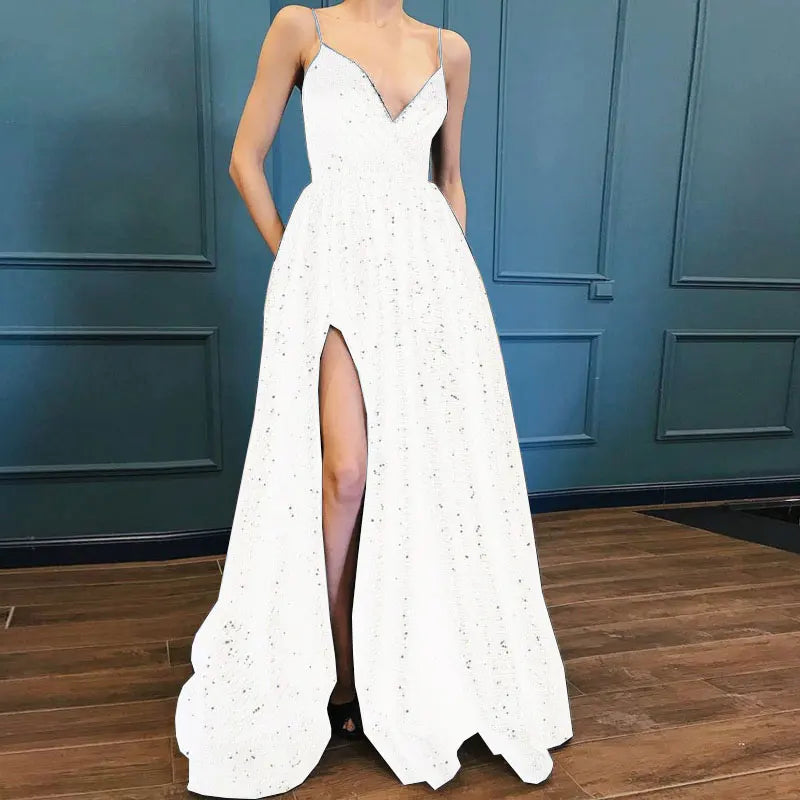 Maßgeschneiderte schwarze V-Ausschnitt Ballkleider Abendkleider Vestido De Noiva Sereia Robe De Soiree Formelle sexy Seitennaht Spaghettiträger