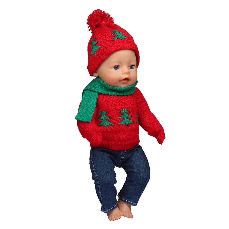 43 cm Baby Neugeborenen Puppenkleidung Wolle Süßer Weihnachtsmann, Baum, Elch Weihnachtskleidung Anzug für amerikanische 18 Zoll Mädchen Puppe Spielzeug Geschenk