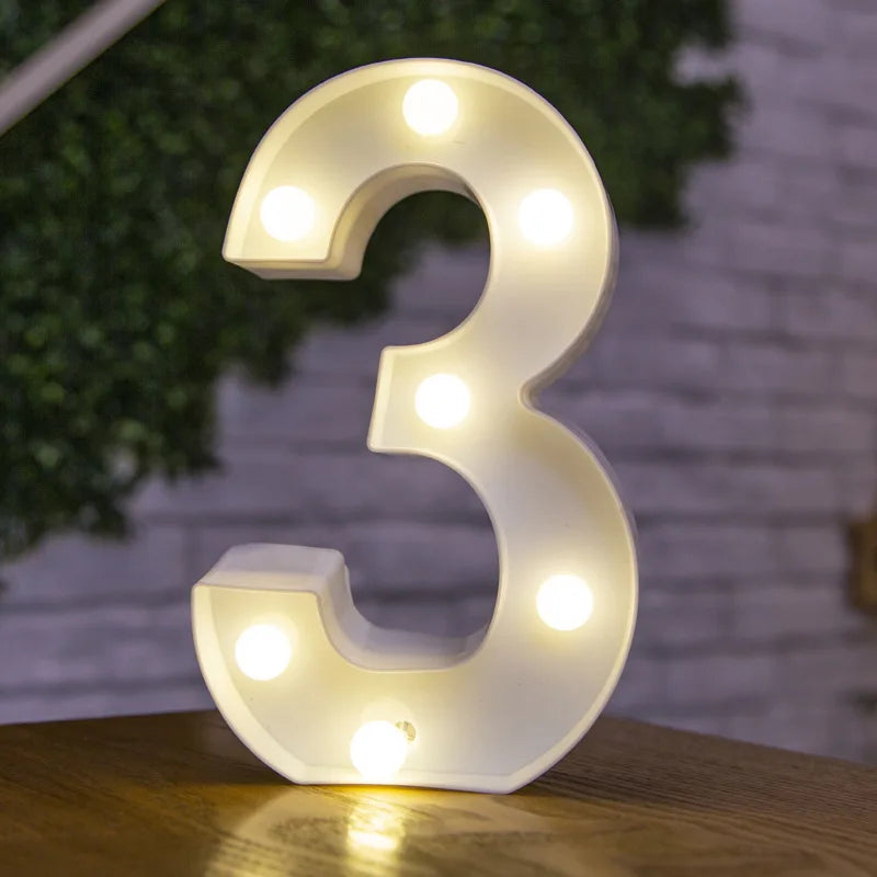 Letter Alphabet LED Lights Luminous Number Lamp Decor Battery Night Light for Home Wedding Birthday Christmas Party Decoration