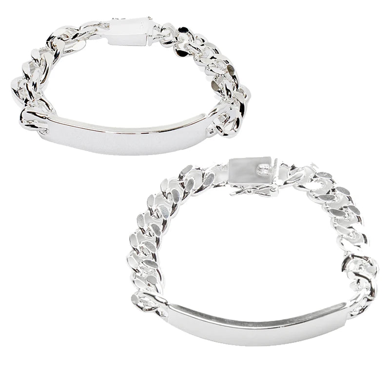 DOTEFFIL 925 Sterling Silber 2 Stücke Armband 10mm Glatte Seitenkette für Herren Damen Hochzeit Verlobung Party Schmuck