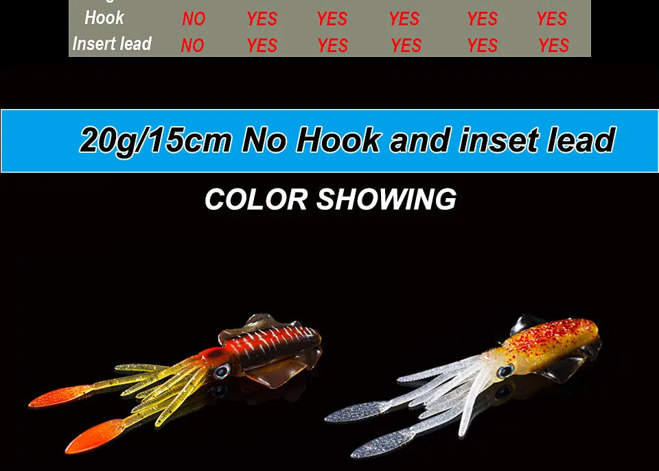 SUNMILE Angel-Gummiköder Tintenfisch 20g/60g/80g/100g/120g/150g Leuchtend/UV-Tintenfisch-Jig Angelköder für Meeresangeln Wobbler Köder