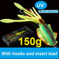 SUNMILE Angel-Gummiköder Tintenfisch 20g/60g/80g/100g/120g/150g Leuchtend/UV-Tintenfisch-Jig Angelköder für Meeresangeln Wobbler Köder