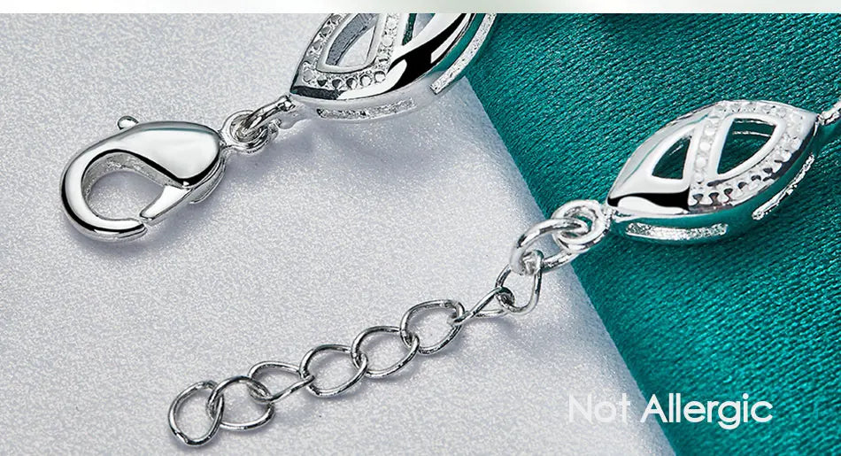 DOTEFFIL 925 Sterling Silber Lila Große AAA Zirkon Armbandkette für Damen Schmuck Verlobung Party Weihnachtsgeschenk