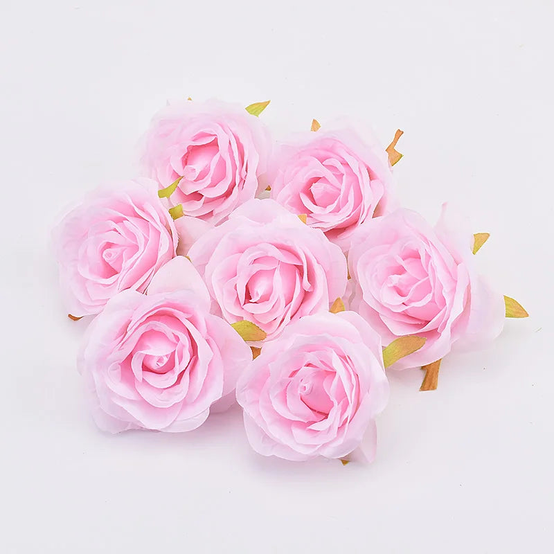 30pcs/7-8cm White Rose Artificial Silk Flower Heads DIY Wedding Home Birthday Party Decoration Wreath Scrapbooking Fake Flowers