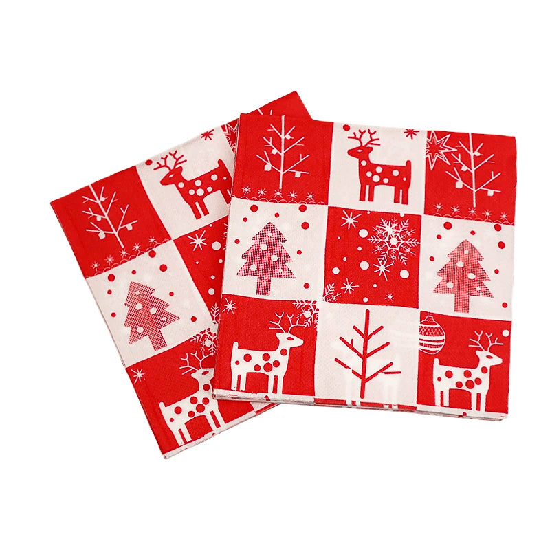 20pcs Christmas Paper Napkins Santa Claus Snowman Merry Christmas Decorations for Home New Year Disposable Tableware Supplies