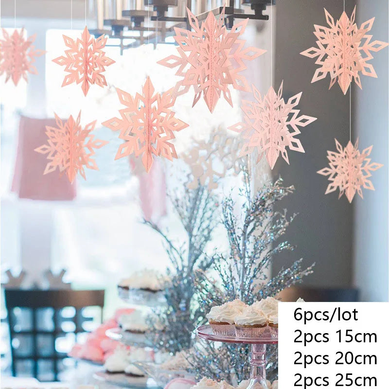 3D Künstliche Schneeflocken Papiergirlande Banner Weihnachtsdekorationen für Zuhause Winter Geburtstagsfeier Falscher Schnee Neujahrsornamente