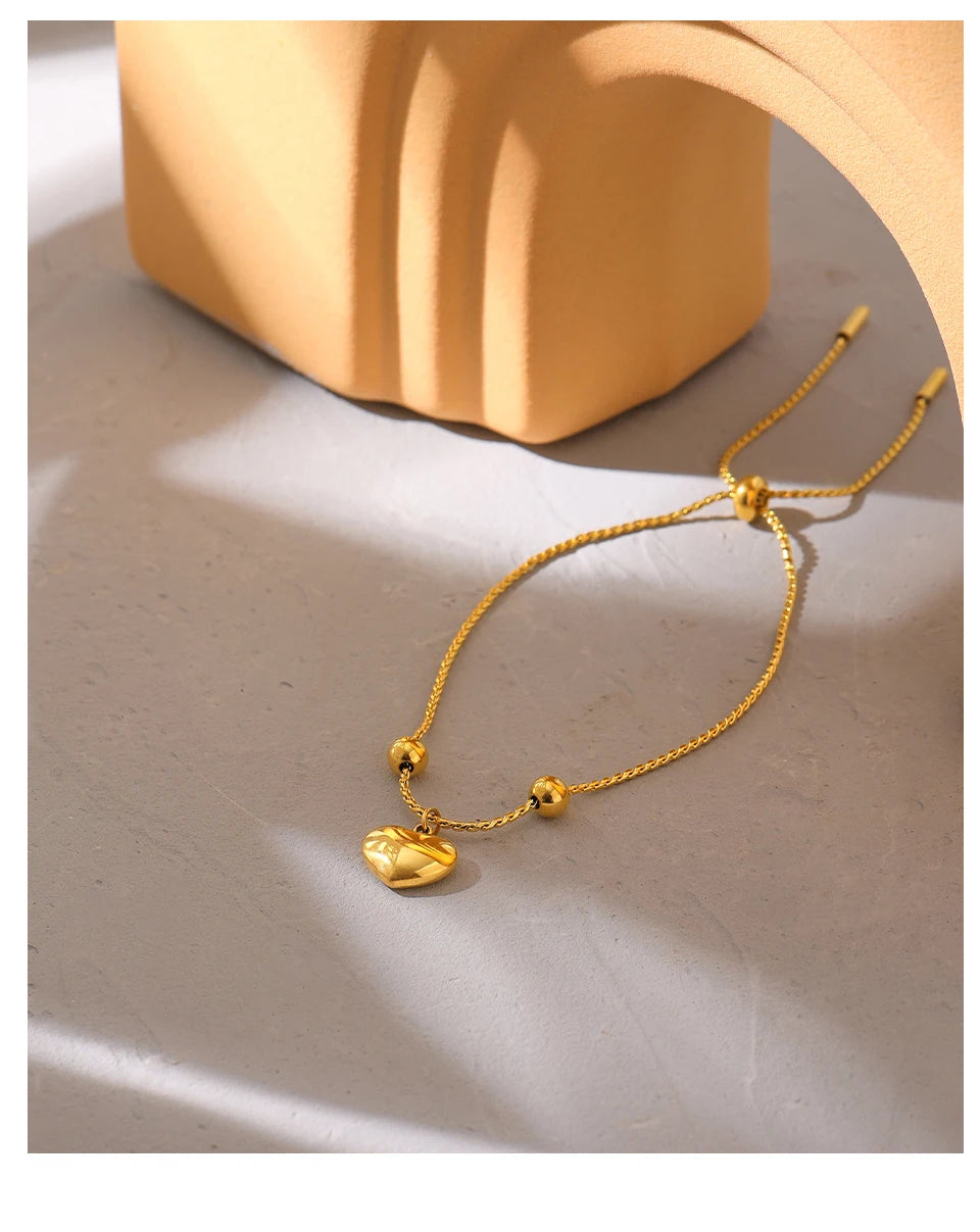 Yhpup Damen-Edelstahl-Strandarmband, Armreif, modisches Herz, natürliche Muschel, Kette, Sommer, Barfuß-Fußkettchen, Armbänder, Schmuck