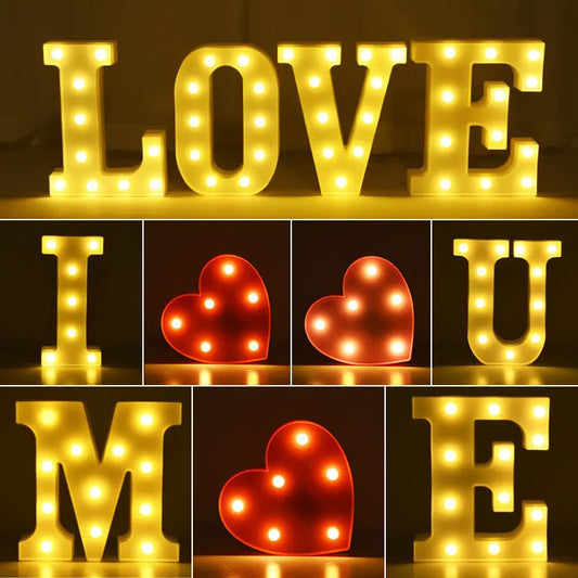 LED-Buchstabenlichter, leuchtende Zahlenlampe, batteriebetriebenes Nachtlicht für Zuhause, Hochzeit, Geburtstag, Weihnachtsfeier-Dekoration