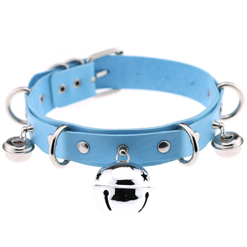 Big Bell Choker Collar For Women Girls Necklace  Metal Leather Chocker Goth Anime Cosplay Jewelry Accessories