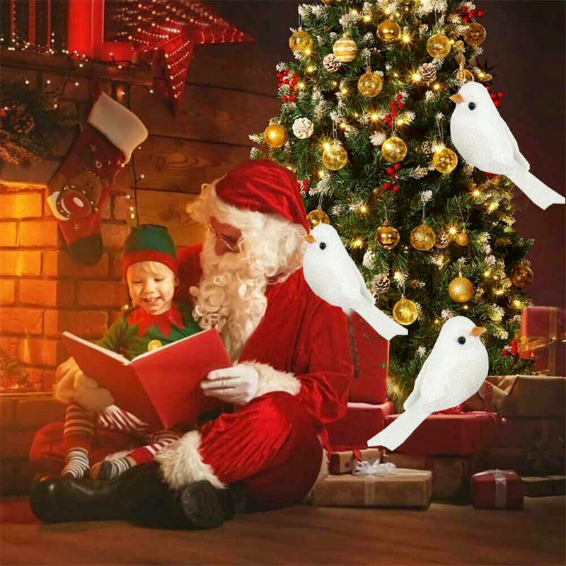 12er-Pack Clip-on Mini-Vogelattrappen Weihnachtsbaumschmuck Festival Gartendekoration Geschenk Weihnachtsdekoration Wohnkultur Geschenke Navidad