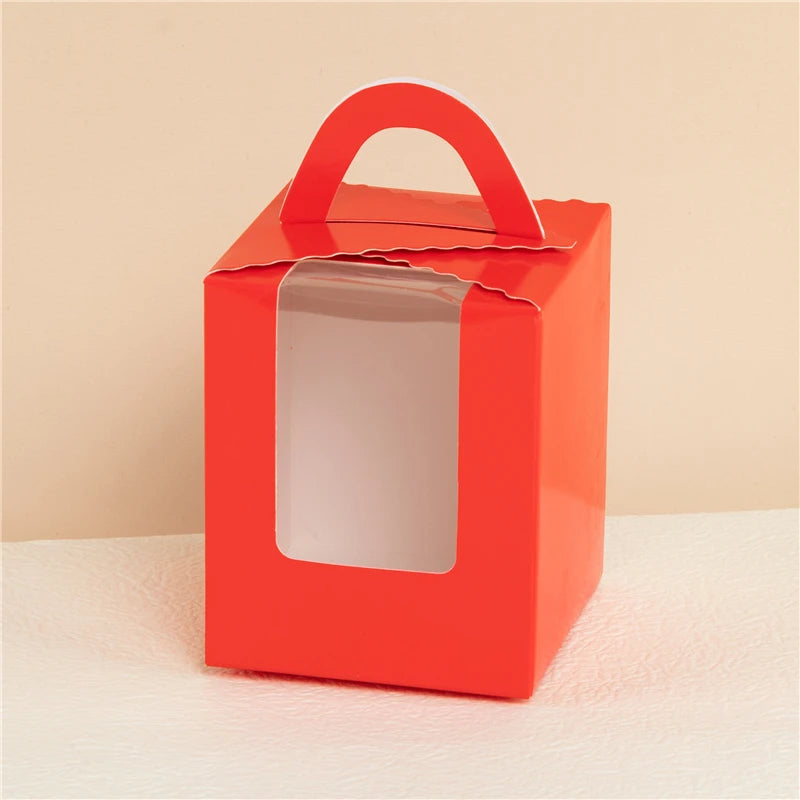 StoBag 10 Stück Cupcake-Box mit Klarsichtfenstergriffen Kuchengeschenke Geburtstag Weihnachtsfeier & Event Handgemachte Dessert-Lebensmittel 1 Loch