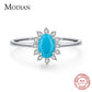 MODIAN Klassischer Kronenring für Damen aus reinem 925er Sterlingsilber mit natürlichem Türkis, elegante Mode-Ringe für Frauen, Weihnachtsschmuck