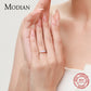 MODIAN 925 Sterling Silber Rosa Mondstein Eleganter Stapelbarer Fingerring Eternity Bands für Damen Weihnachtsgeschenke Feiner Schmuck