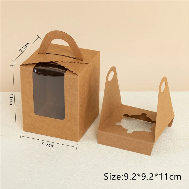 StoBag 10 Stück Cupcake-Box mit Klarsichtfenstergriffen Kuchengeschenke Geburtstag Weihnachtsfeier & Event Handgemachte Dessert-Lebensmittel 1 Loch