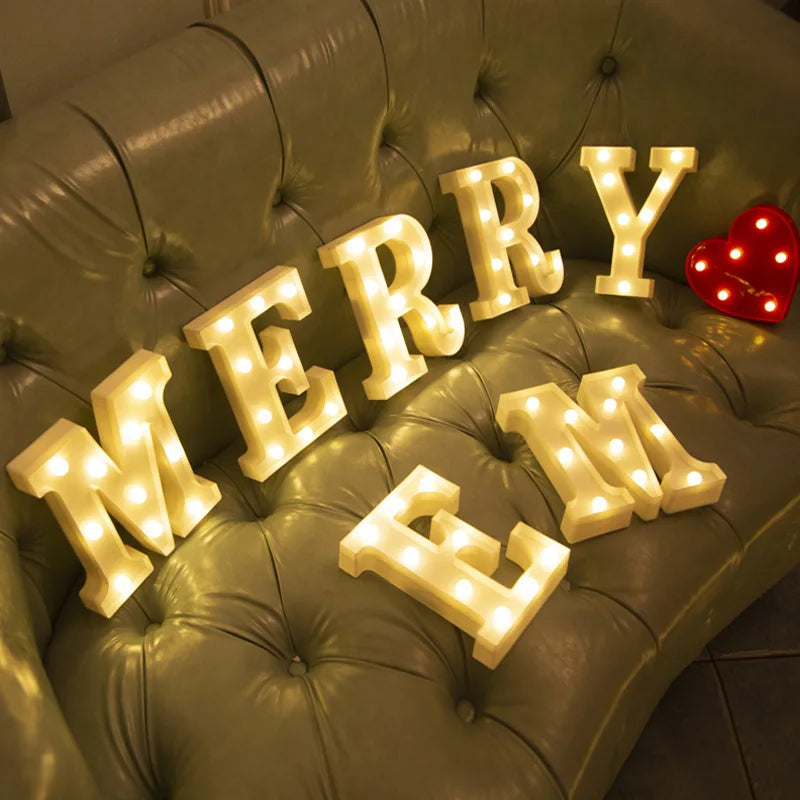 Letter Alphabet LED Lights Luminous Number Lamp Decor Battery Night Light for Home Wedding Birthday Christmas Party Decoration
