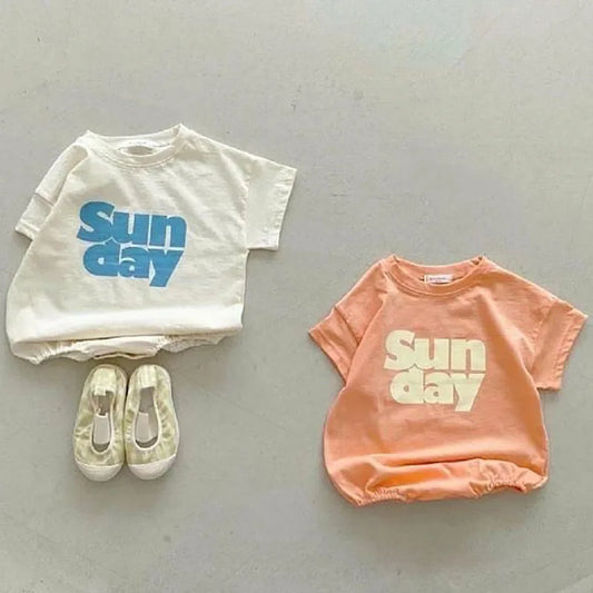 Einfacher Baby-Body mit Buchstabenaufdruck, einfarbig, einteilig, koreanische Baumwolle, Kleinkind-Outfits