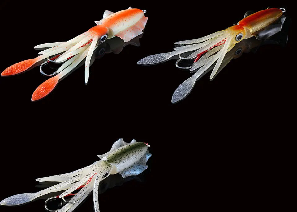 SUNMILE Angel-Gummiköder Tintenfisch 20g/60g/80g/100g/120g/150g Leuchtend/UV-Tintenfisch-Jig Angelköder für Meeresangeln Wobbler Köder
