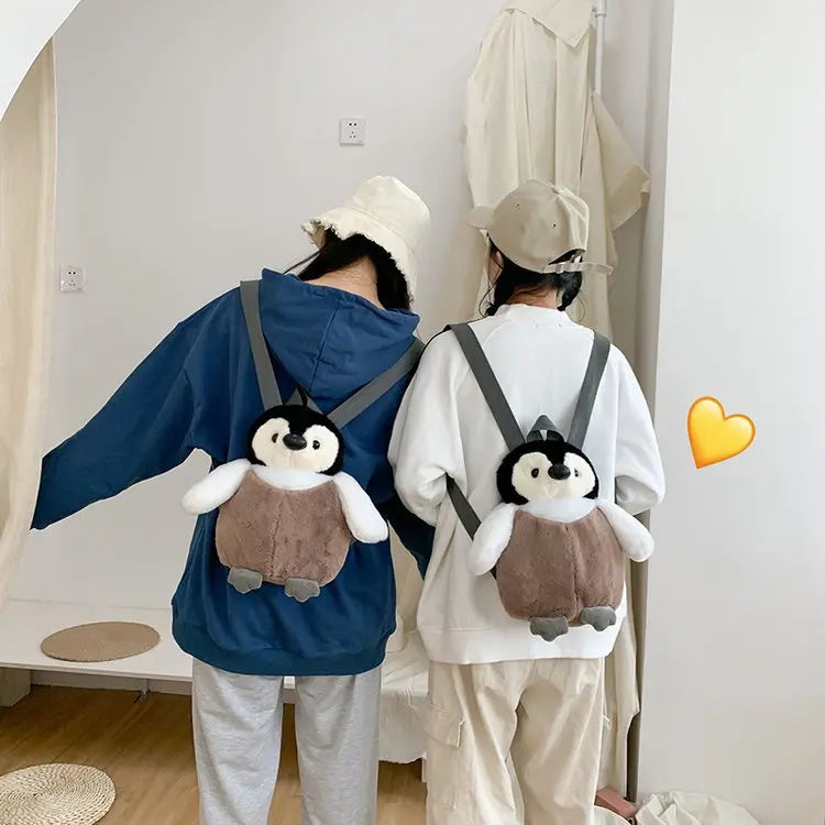 Niedlicher Pinguin-Plüschrucksack für Mädchen, Khaki Pinguin-Plüsch-Umhängetasche, bestes Geburtstagsgeschenk für Mädchen, weiche kleine Tasche