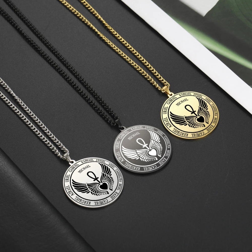 Dawapara 7 Archangels Sigil Necklaces Pentacle Magical Amulet Michaelmas Lucky Protection Supernatural Talisman Necklace