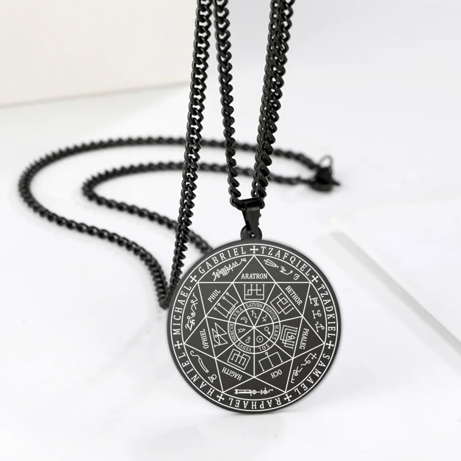 Dawapara 7 Archangels Sigil Necklaces Pentacle Magical Amulet Michaelmas Lucky Protection Supernatural Talisman Necklace