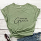 Saved By Grace 100% Baumwolle T-Shirt Damen Religiöses Christliches Bibel Top T-Shirt Lässig Jesus Religion Glaube T-Shirt Camiseta