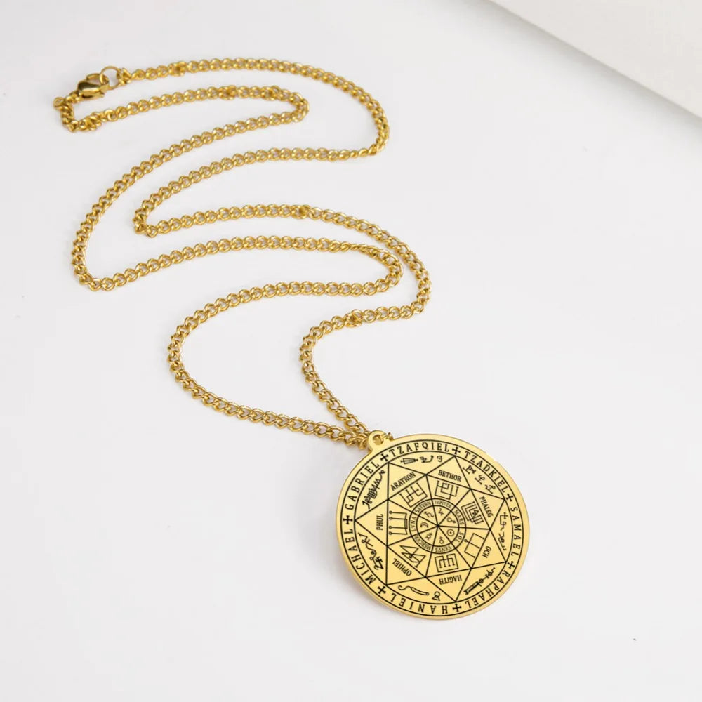 Dawapara 7 Archangels Sigil Necklaces Pentacle Magical Amulet Michaelmas Lucky Protection Supernatural Talisman Necklace
