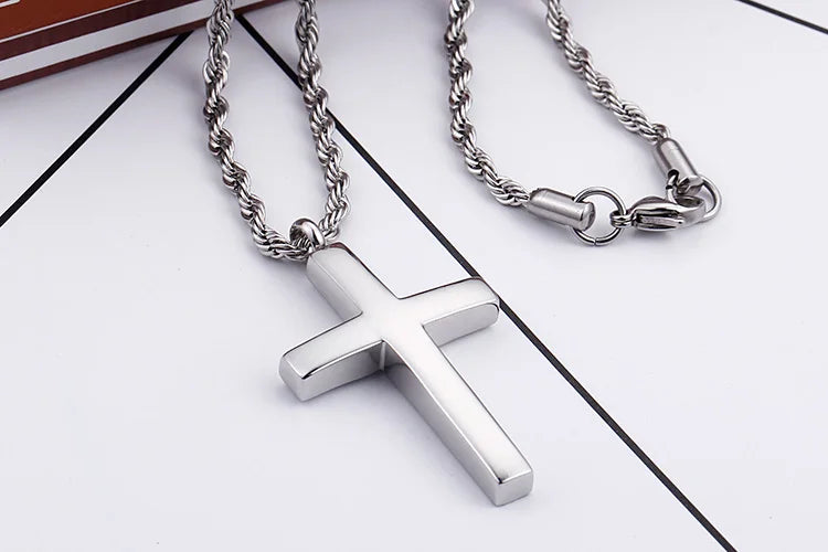 Kalen Mode Kreuz Halsketten Für Männer Hochglanzpoliert 50cm Edelstahl Kreuz Schmuck Halskette Männlich Günstiger Schmuck