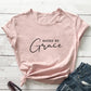 Saved By Grace 100% Baumwolle T-Shirt Damen Religiöses Christliches Bibel Top T-Shirt Lässig Jesus Religion Glaube T-Shirt Camiseta