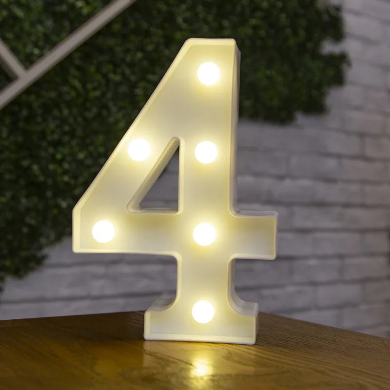 Letter Alphabet LED Lights Luminous Number Lamp Decor Battery Night Light for Home Wedding Birthday Christmas Party Decoration