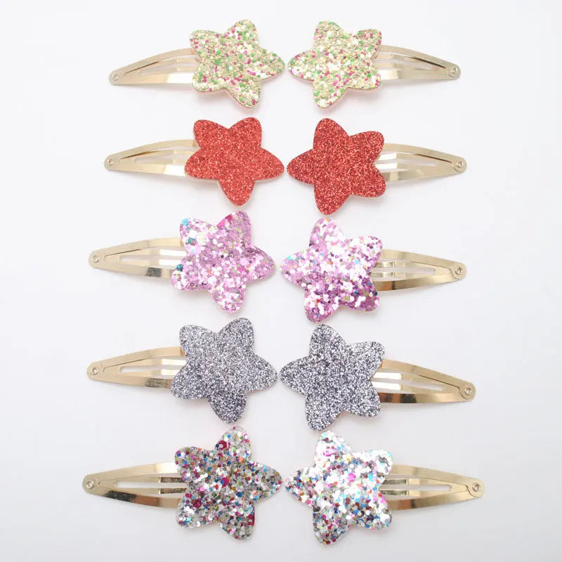 10 Stück/Los Kleine Mädchen-Haarspangen Glitzernde Herzchen Geburtstagsgeschenk Baby Mädchen Haar-Accessoires Kinder Haarspange für Kinder