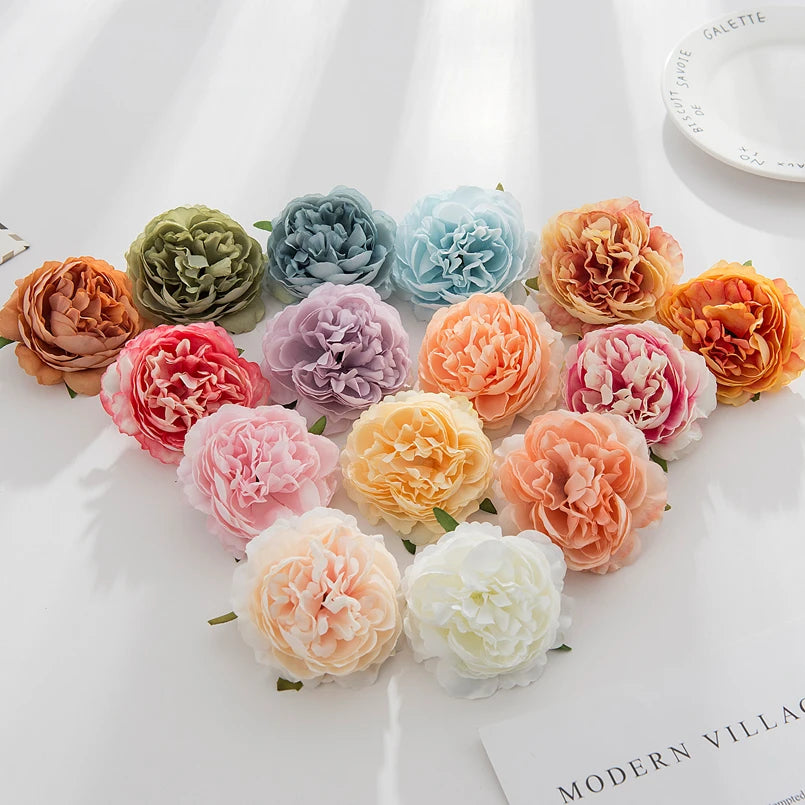 5 Stück Seidenpfingstrosen Kopf Wand Hochzeit Braut Accessoires Ausverkauf Geschenke Party Heim Dekor Weihnachtskranz Künstliche Rosen Blumen