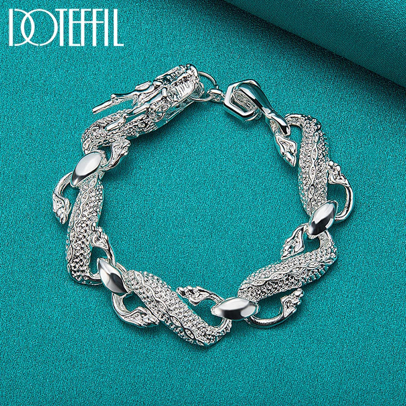 DOTEFFIL New Arrival 925 Sterling Silver Bracelet Bangle Cuff For Man Women Dragon Bracelet Fine Jewelry Party Christmas Gift