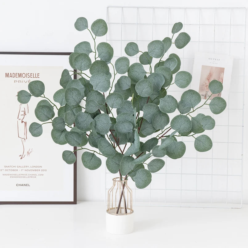 Künstliche Pflanzen Eukalyptusblätter Ranke Weihnachtsdekoration Vase für Zuhause Hochzeit Garten Rosenbogen Scrapbooking Künstliche Blumen