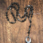 Tiger Eye Stone Bead & Hematite Cross Pendant Necklace for Men Women Catholic Christ Rosary Cross Pendant