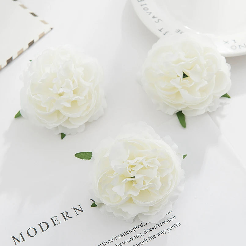 5 Stück Seidenpfingstrosen Kopf Wand Hochzeit Braut Accessoires Ausverkauf Geschenke Party Heim Dekor Weihnachtskranz Künstliche Rosen Blumen