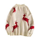 Weihnachtspullover Damen Herbst Winter Koreanischer Lockerer Pullover Hirsch Pullover Männer und Frauen Oversized Pullover Paare