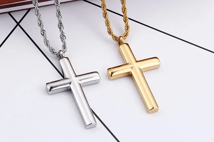 Kalen Mode Kreuz Halsketten Für Männer Hochglanzpoliert 50cm Edelstahl Kreuz Schmuck Halskette Männlich Günstiger Schmuck
