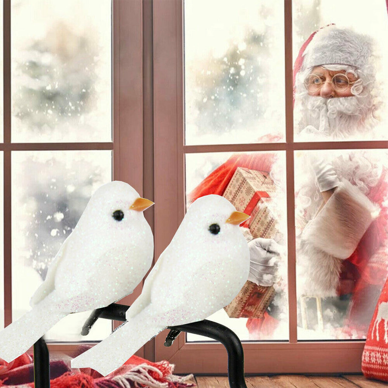 12er-Pack Clip-on Mini-Vogelattrappen Weihnachtsbaumschmuck Festival Gartendekoration Geschenk Weihnachtsdekoration Wohnkultur Geschenke Navidad