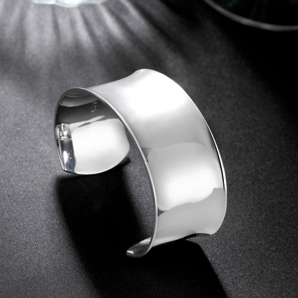 2022 Neu Reines 925 Sterling Silber Armreif Armbänder Damen Glatt Offener Armreif Herren Mode Schmuck Weihnachtsgeschenk
