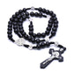 Black Wooden Christ Jesus Cross Religious Necklace Catholic Rosary Necklace Church Souvenirs Prayer Pendant Necklace