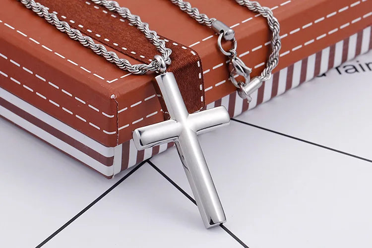 Kalen Mode Kreuz Halsketten Für Männer Hochglanzpoliert 50cm Edelstahl Kreuz Schmuck Halskette Männlich Günstiger Schmuck