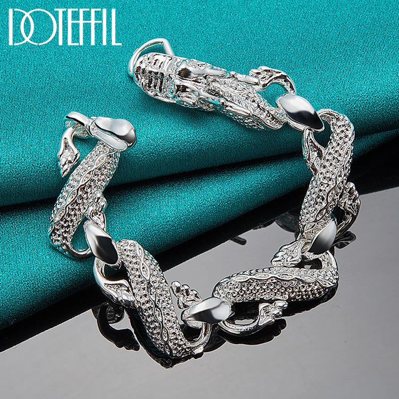 DOTEFFIL New Arrival 925 Sterling Silver Bracelet Bangle Cuff For Man Women Dragon Bracelet Fine Jewelry Party Christmas Gift