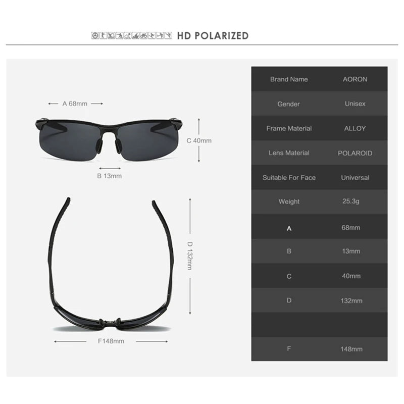 AORON Polarisierte Herren-Sonnenbrille für Autofahrer, Aluminium-Magnesium-Rahmen, Sport-Sonnenbrille, Fahrer-Retro-Brille, UV400, Blendschutz