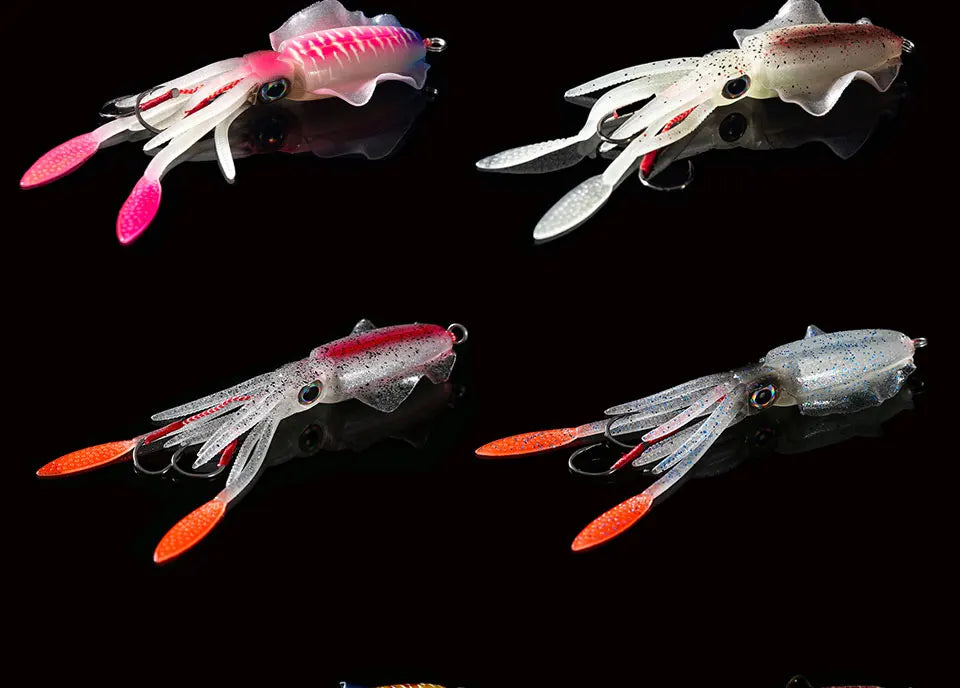SUNMILE Angel-Gummiköder Tintenfisch 20g/60g/80g/100g/120g/150g Leuchtend/UV-Tintenfisch-Jig Angelköder für Meeresangeln Wobbler Köder
