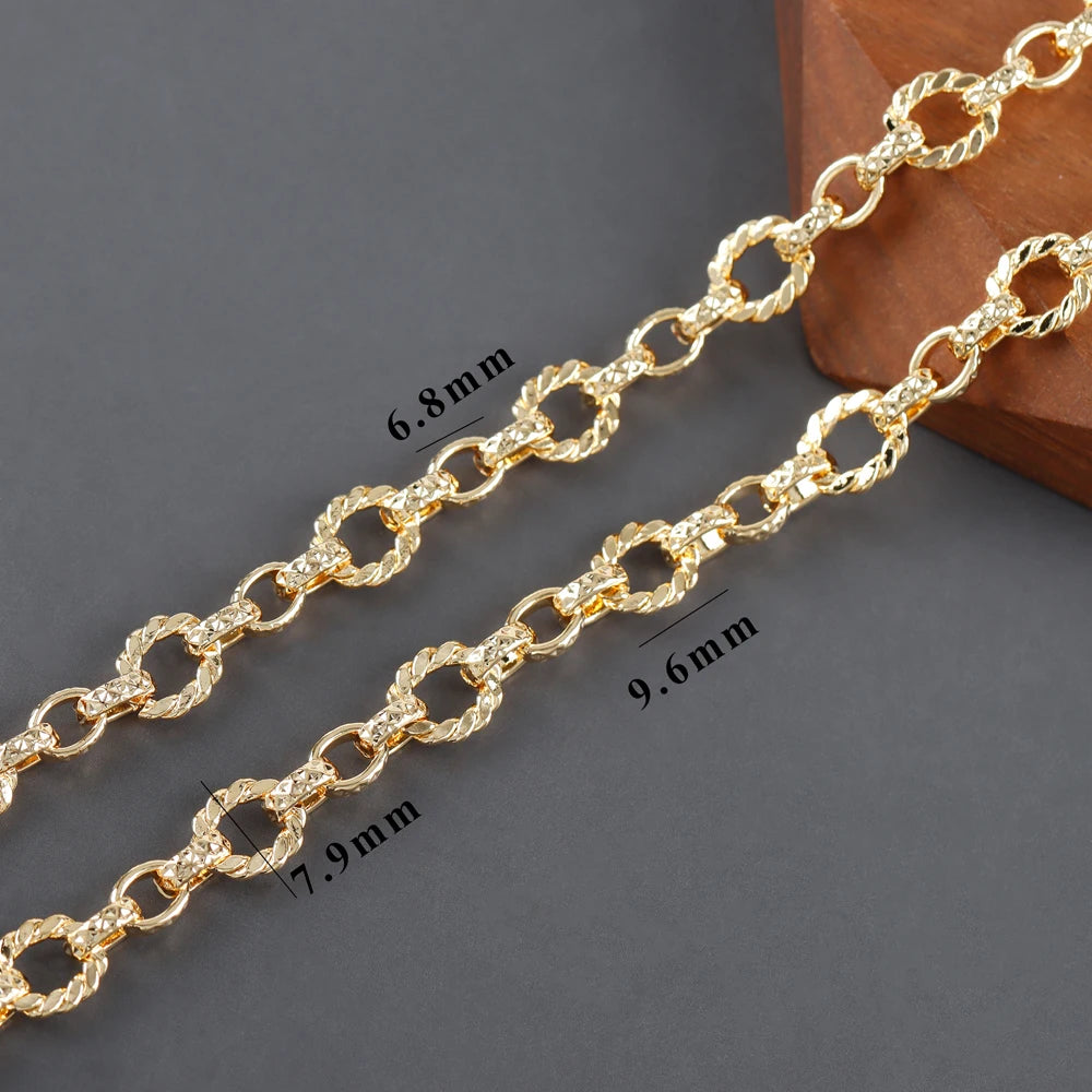 YEGUI C257, DIY-Kette, 18 Karat vergoldet, Kupfer, rhodiniert, Anhänger, Schmuckzubehör, Schmuckherstellung, DIY-Armbandkette, 1m/Los